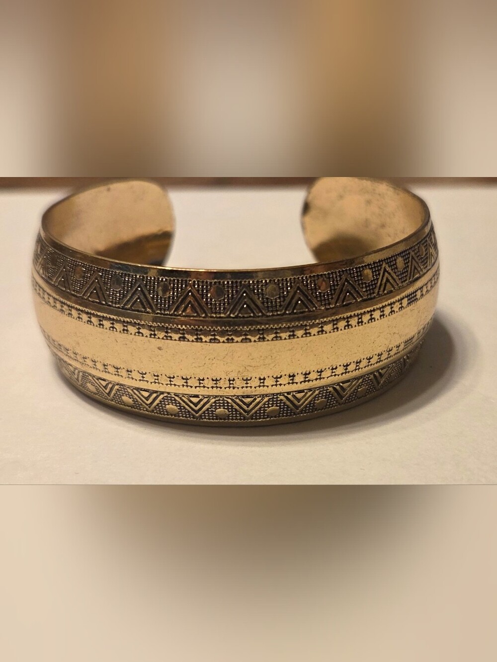 Vintage Gold-Tone Etched Cuff Bracelet